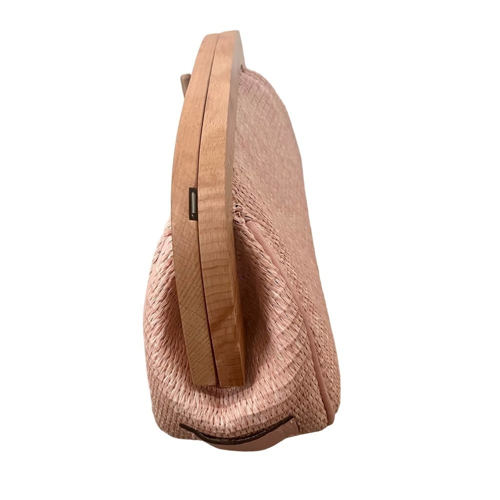 PATRICIA NASH BLUSH PINK GRACCHI WOODEN RAFFIA FRAME CLUTCH - Picture 2 of 5